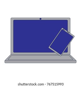 laptop and smartphone device gadget screen technology set