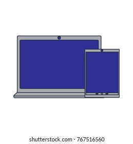laptop and smartphone device gadget screen technology set