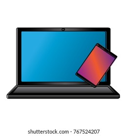 laptop and smartphone device gadget screen technology set