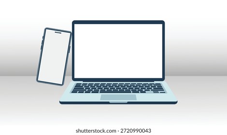 Laptop and Smartphone Device Vector Mockup