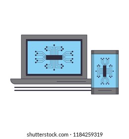 Laptop and smartphone with microchip