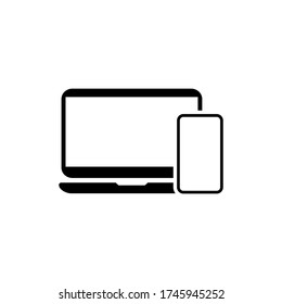 Laptop and smartphone, mobile icon on isolated background. New Electronic device. Eps 10 vector.