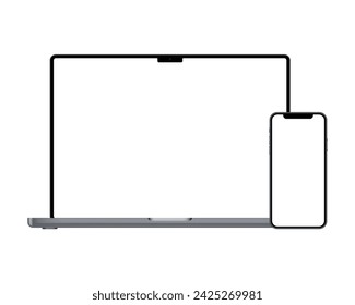 Laptop and smartphone mockup on white background