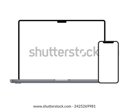 Laptop and smartphone mockup on white background