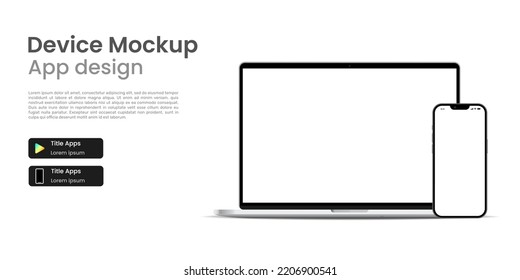 Laptop and smartphone mockup white screen display for website banner. Vector Illustration.