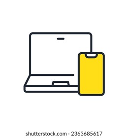 Laptop and smartphone simple vector icon illustration material