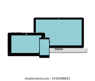 laptop with smartphone and tablet