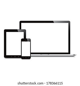 laptop smartphone and tablet mockup white background