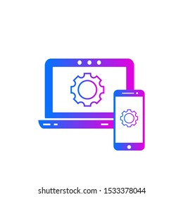 Laptop and smartphone vector icon on white background