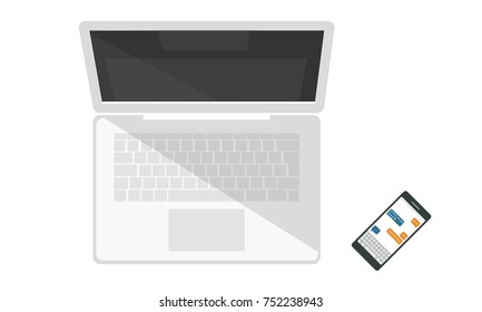 laptop with smartphone vector illustration
