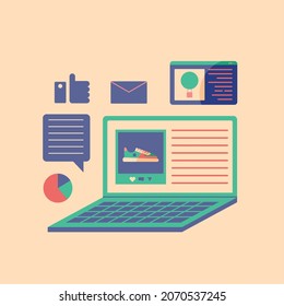 laptop with social media icons