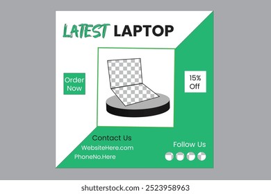 Laptop social media post vector illustration design template.