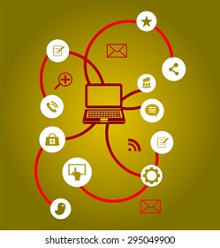 Laptop social network background