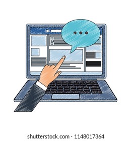 Laptop with social network profile scribble