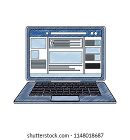 Laptop with social network profile scribble
