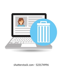 laptop social profile e-wasted vector illustration eps 10