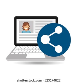 laptop social profile share vector illustration eps 10