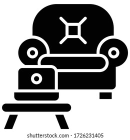 Laptop and sofa, work from home vector illustration