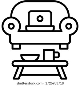 Laptop und Sofa, Arbeit aus der eigenen Vektor-Illustration