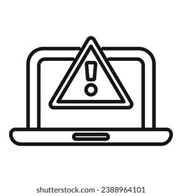 Laptop software alert icon outline vector. Admin project. Data computer broken
