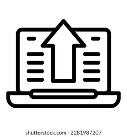 Symbol für Notebook-Software, Umrissvektor. Computergebäude. Webarbeit