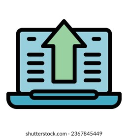 Symbol für Notebook-Software, Umrissvektor. Computergebäude. Webfarben