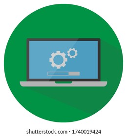 Laptop software update vector icon