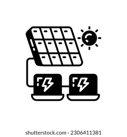 Laptop Solar Charging icon in vector. Illustration