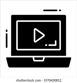 laptop solid black vector Icon. that can be easily modified or edit