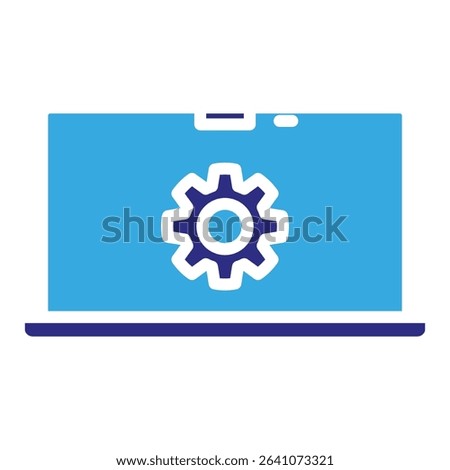 Laptop solid dual color icon. Simple vector icon design in solid color style. Editable vector format