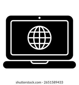 Laptop Solid icon isolated on white 