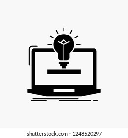 laptop, solution, idea, bulb, solution Glyph Icon. Vector isolated illustration