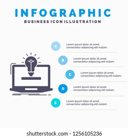 laptop, solution, idea, bulb, solution Infographics Template for Website and Presentation. GLyph Gray icon with Blue infographic style vector illustration.