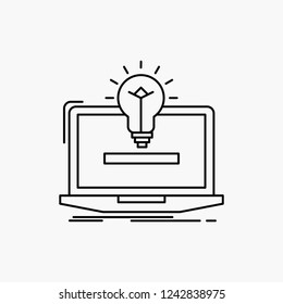 laptop, solution, idea, bulb, solution Line Icon. Vector isolated illustration