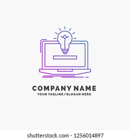 laptop, solution, idea, bulb, solution Purple Business Logo Template. Place for Tagline