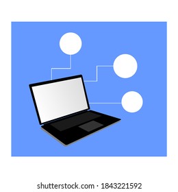 laptop and some white circles on the side and top
