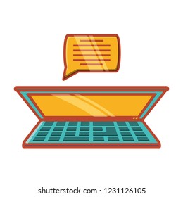 laptop with speech bubble