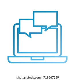 laptop with speech bubble communication dialog