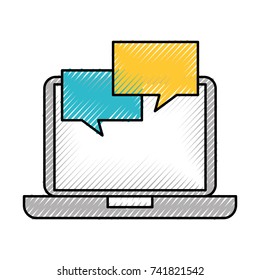 laptop with speech bubble communication dialog