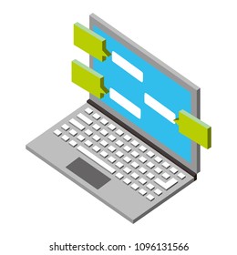 laptop speech bubble conversation isometric