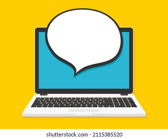 Laptop with speech bubble on screen