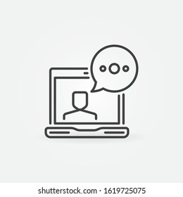 Laptop with Speech Bubble outline icon. Vector Vlog or Video blog linear concept sign