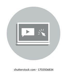 laptop, speech, click, tutorials badge icon. Simple glyph, flat vector of Business icons for ui and ux, website or mobile application