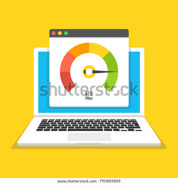 画面で速度テストを行うノートパソコン ベクターイラスト のベクター画像素材 ロイヤリティフリー