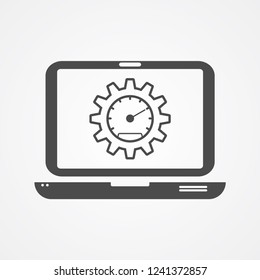 Laptop speed test vector icon sign symbol