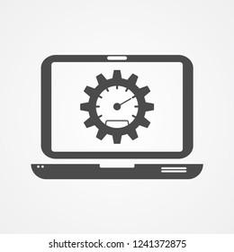 Laptop speed test vector icon sign symbol