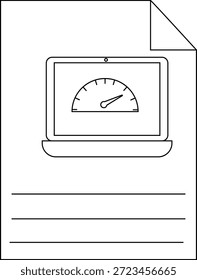Una computadora portátil con un velocímetro en la pantalla está impresa en un documento con tres líneas para escribir
