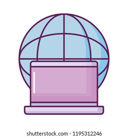 laptop with sphere planet