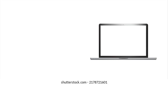 Laptop Split Blank Screen Display Pc Mockup Vector.Modern Laptop Computer Mockup Vector Isolated On Transparent.Vector Notebook Illustration. Photoreal.template For Content