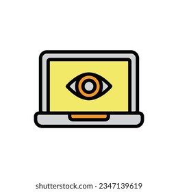 Ilustración de vectores de iconos de software espía para portátiles
